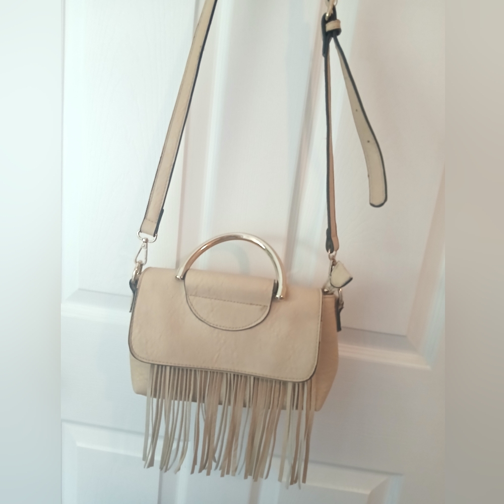 Fringe Handbag with Goldtone Trim